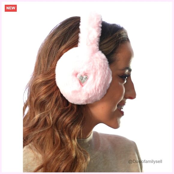 Faux Fur Earmuffs with Rhinestone Charms Adjustable Foldable Winter Ear Warmers main image 5